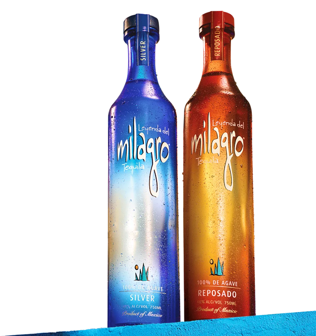 Milagro Silver and Reposado bottles and cocktail