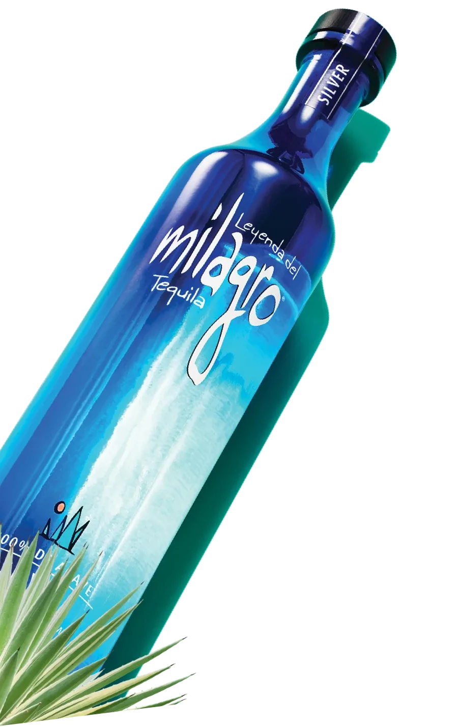 A bottle of Milagro Silver tequila